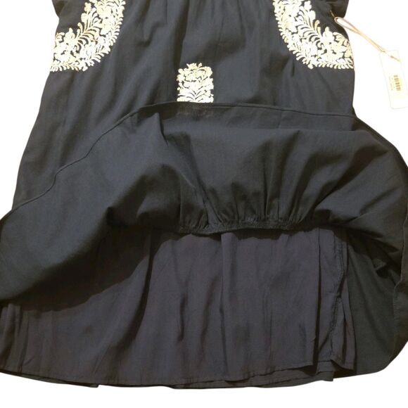 NWT J. Marie M Bridger Dress Embroidered Boho Ruffled Navy Cultural - Picture 3 of 7